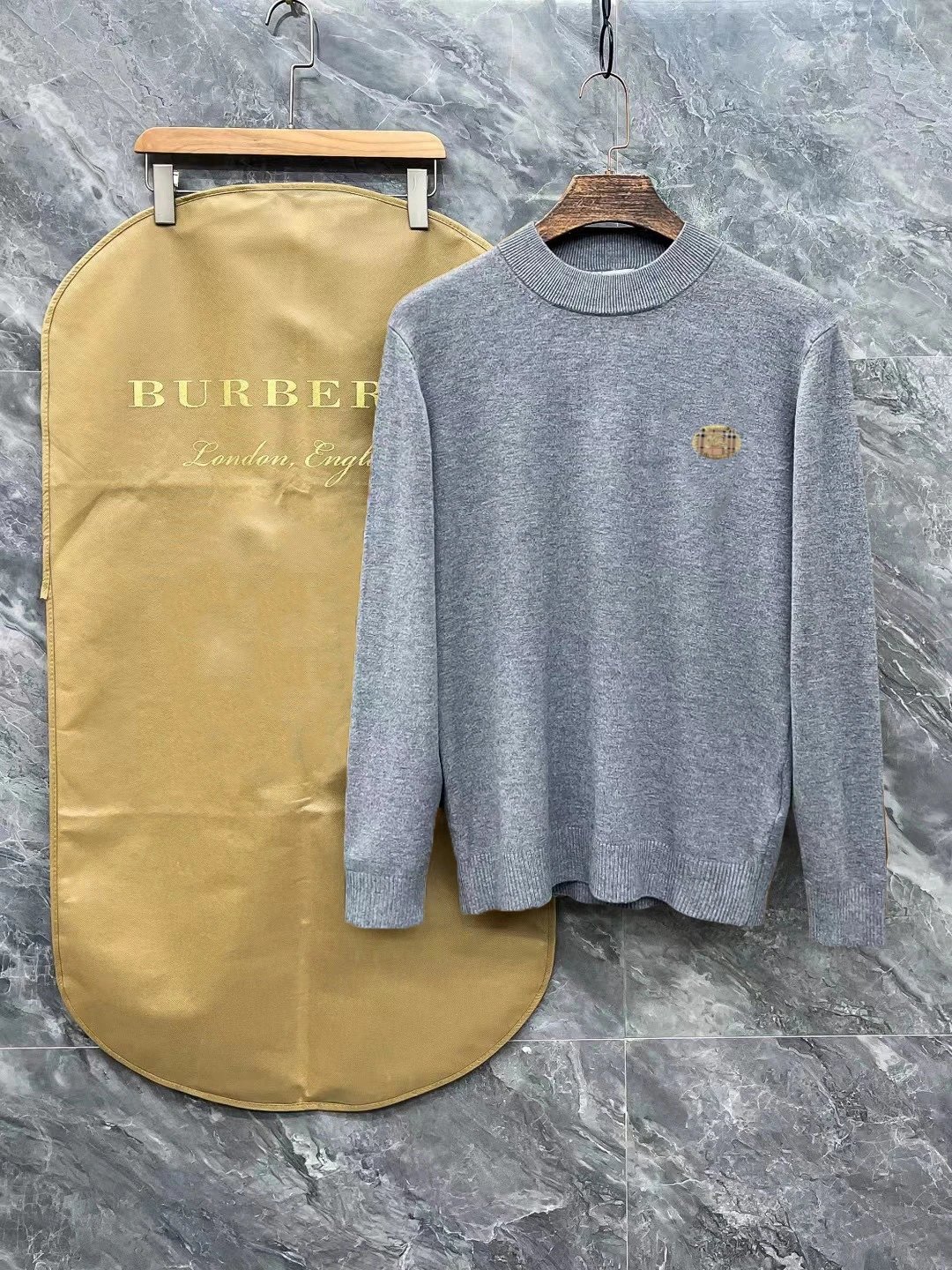 Burberry Knitwear Crew-Neck Sweater with Embroidered TB Monogram — 7