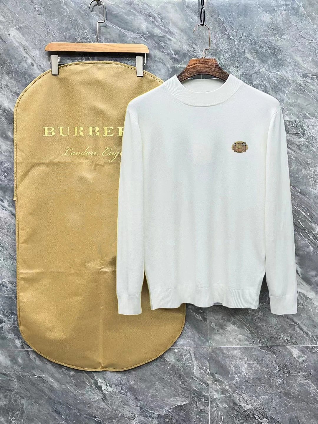 Burberry Knitwear Crew-Neck Sweater with Embroidered TB Monogram — 6
