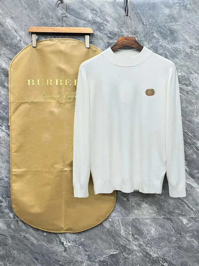 Burberry Knitwear Crew-Neck Sweater with Embroidered TB Monogram product detail image 14