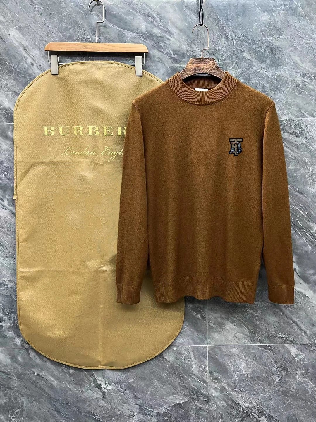 Burberry Knitwear Crew-Neck Sweater with Embroidered TB Monogram — 4