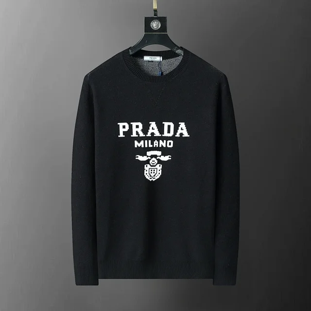 Prada Knitwear Crew-Neck Logo Knit Sweater product detail image 3