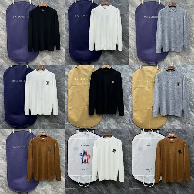 Burberry Knitwear Crew-Neck Sweater with Embroidered TB Monogram product detail image 1