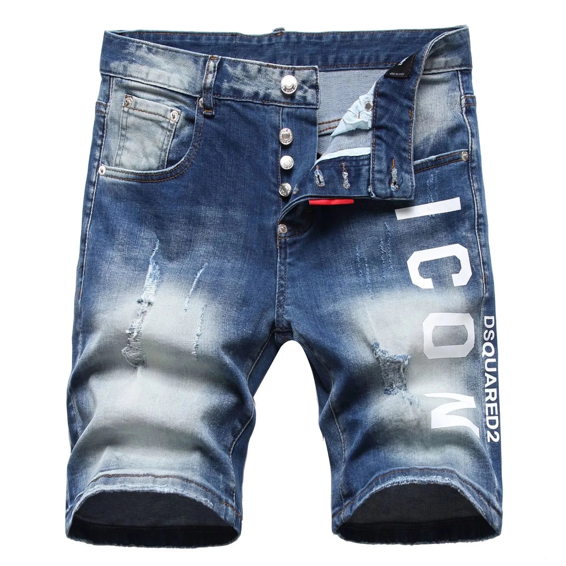 DSQUARED2 Shorts Distressed graphic-print denim — TH-005