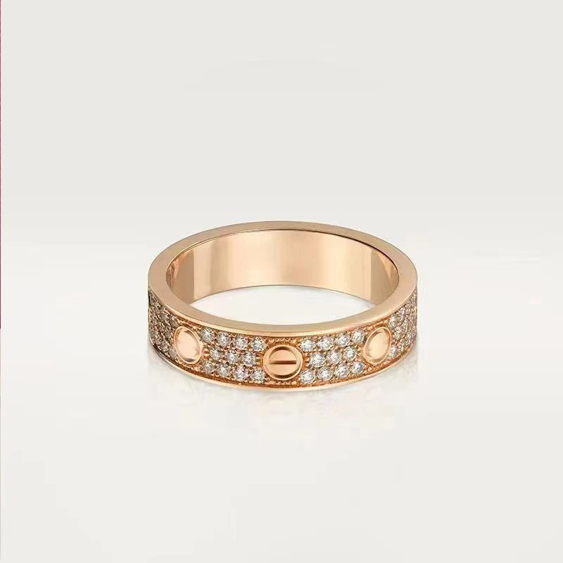 Unbranded Jewelry 6mm Wide Screw-Motif Band Ring — Wide-style studded rose gold with a starry design
