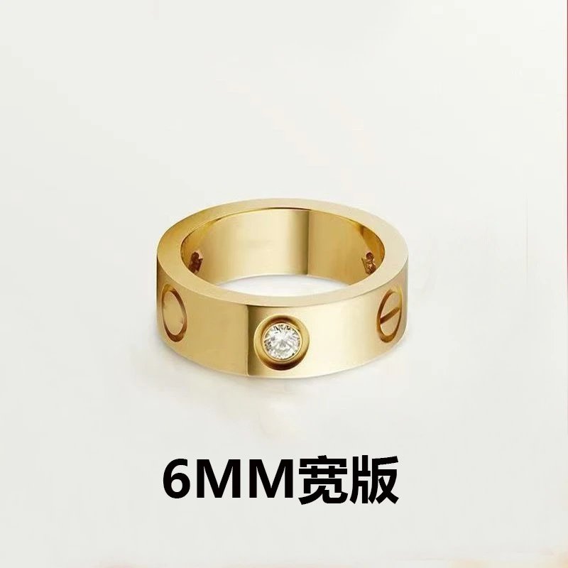 Unbranded Jewelry 6mm Wide Screw-Motif Band Ring — Wide-style three-diamond gold color