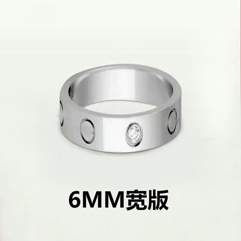 Unbranded Jewelry 6mm Wide Screw-Motif Band Ring — Wide-style three-diamond silver