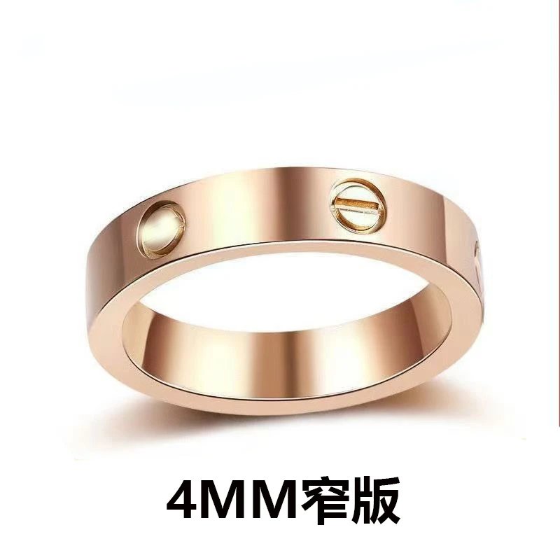 Unbranded Jewelry 6mm Wide Screw-Motif Band Ring — Narrow three-diamond rose gold
