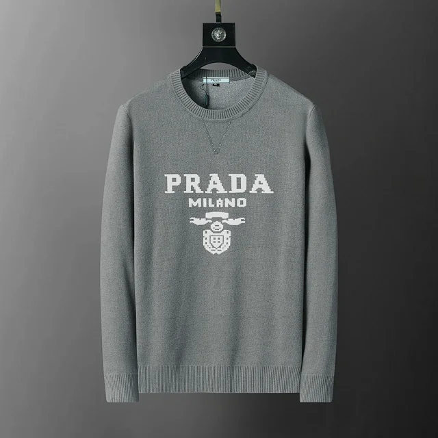 Prada Knitwear Crew-Neck Logo Knit Sweater product detail image 4