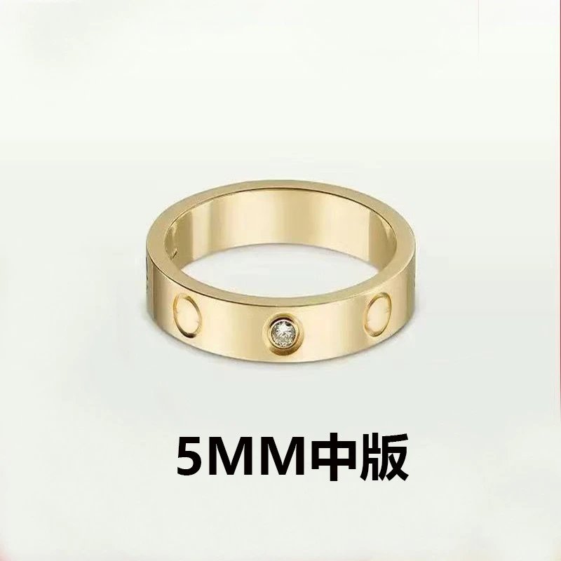 Unbranded Jewelry 6mm Wide Screw-Motif Band Ring — Chinese edition, three-diamond gold color