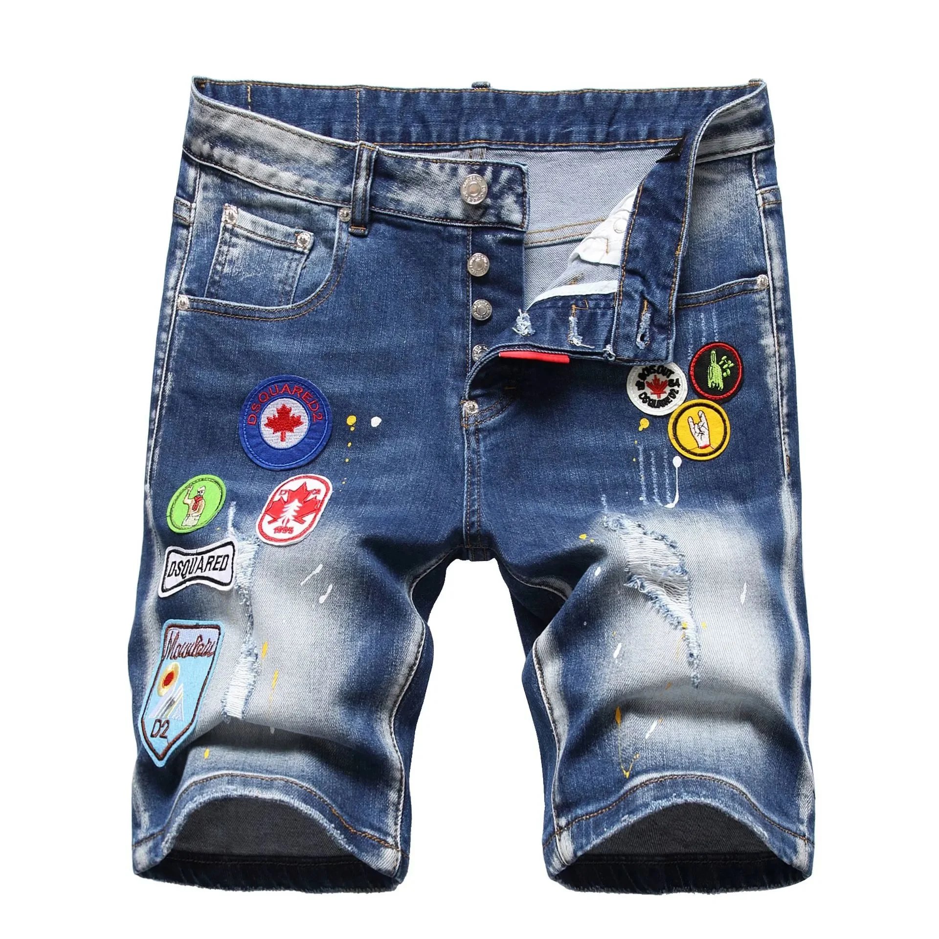 DSQUARED2 Shorts Distressed graphic-print denim — TH-026