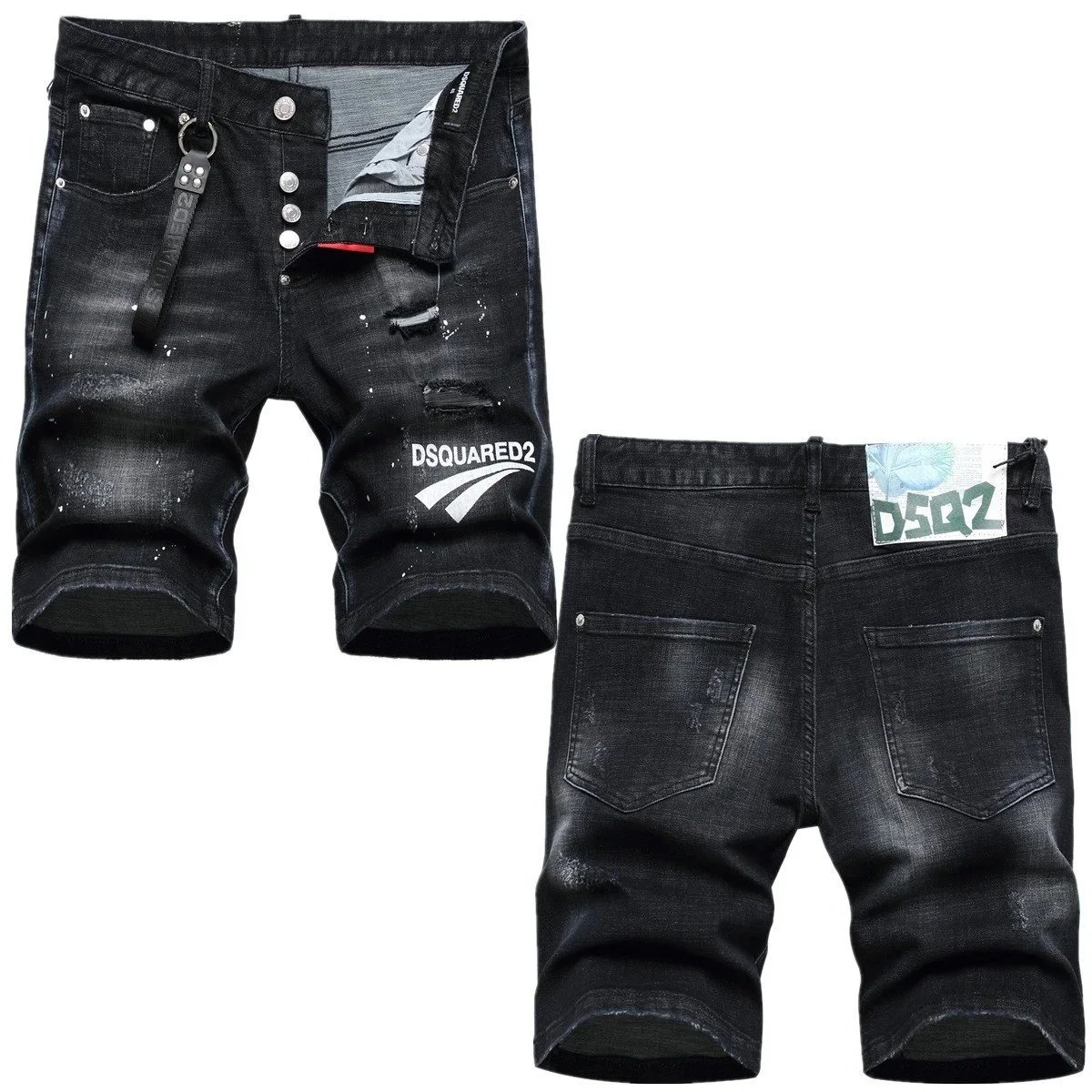 DSQUARED2 Shorts Distressed graphic-print denim — TH-010