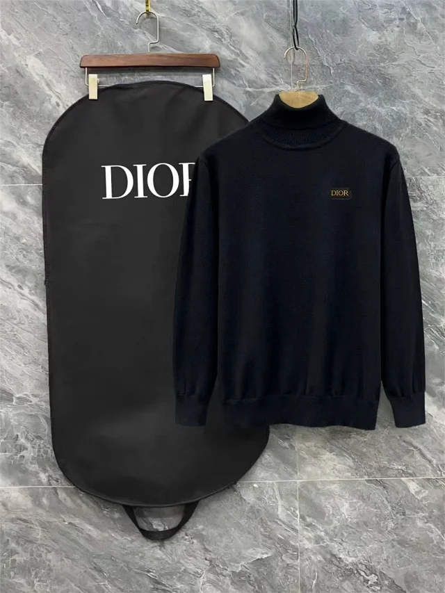 Dior Knitwear Turtleneck Knit Sweater with Logo Chest Patch product detail image 1