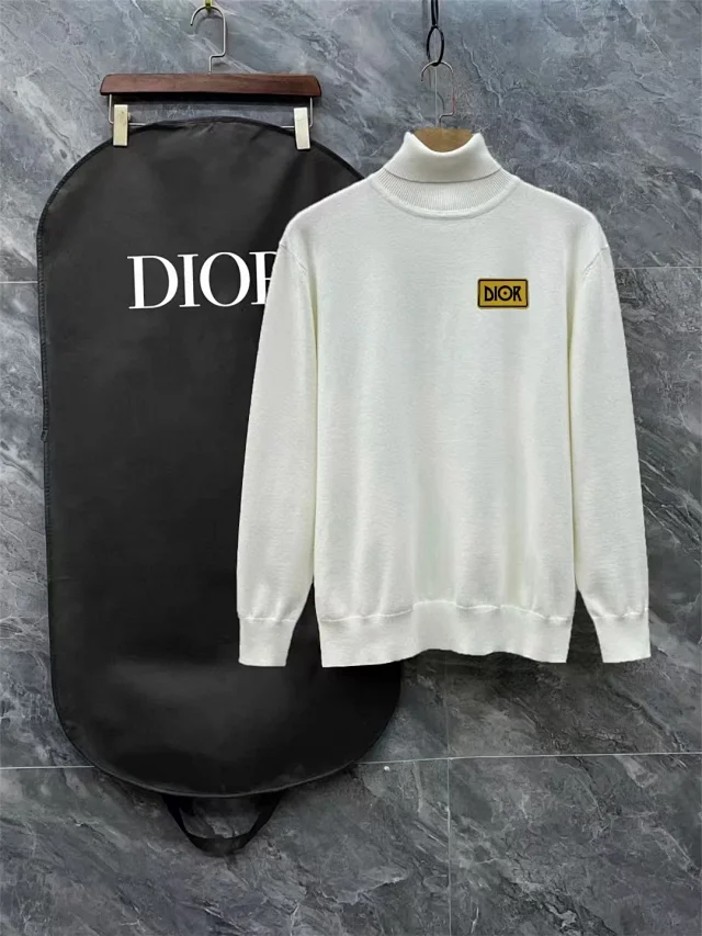 Dior Knitwear Turtleneck Knit Sweater with Logo Chest Patch product detail image 12