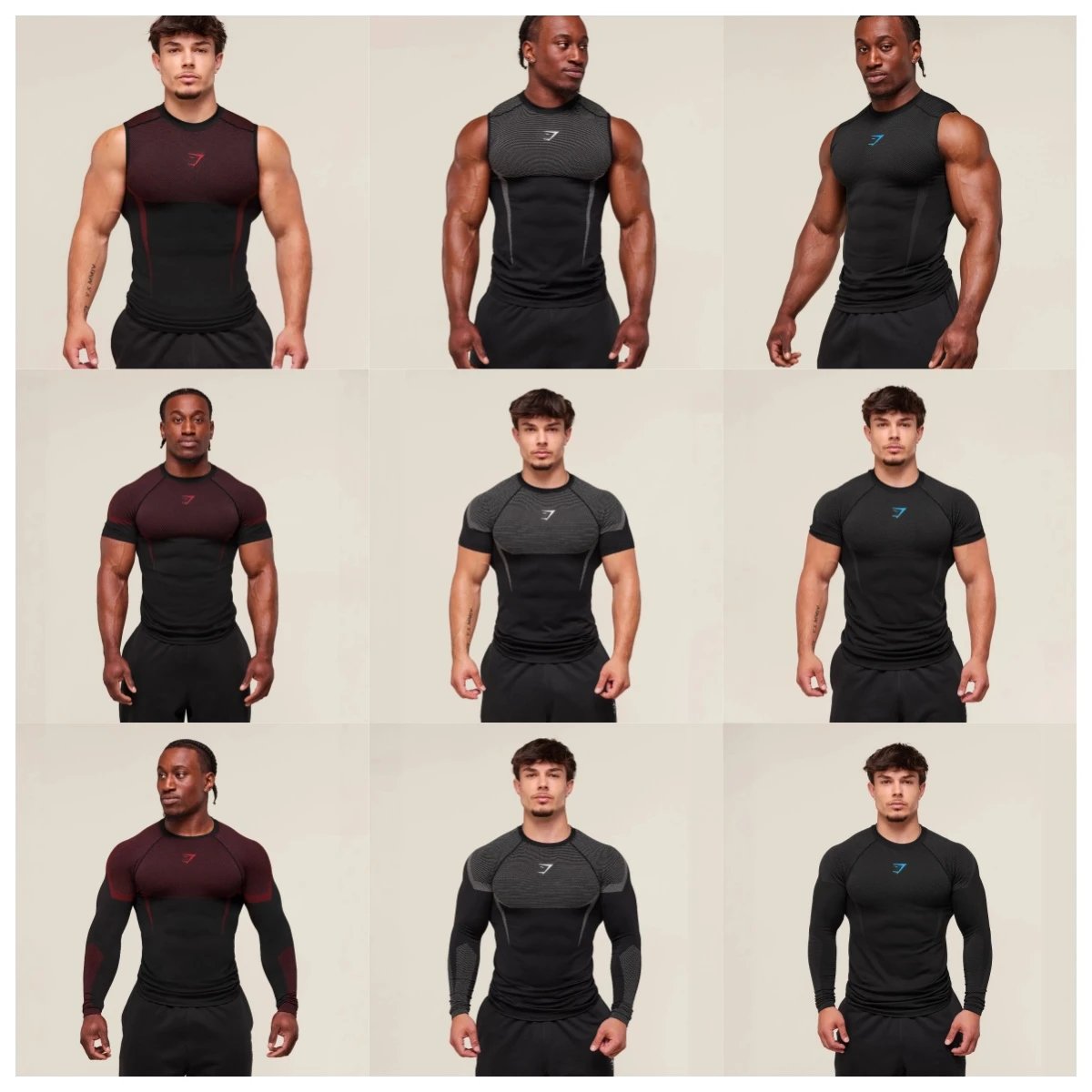 Elastic seamless men's muscle exercise fitness running training suit+34 669909291