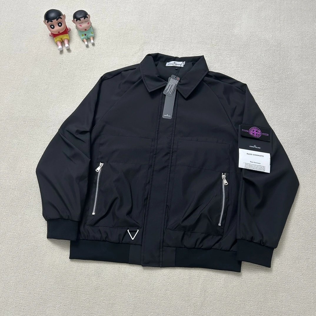 Stone Island Raso Domato Black Windbreaker Jacket Outerwear - 67