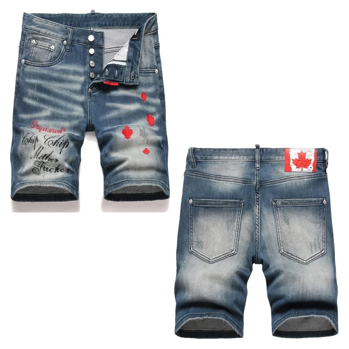 DSQUARED2 Shorts Distressed graphic-print denim — TH-015