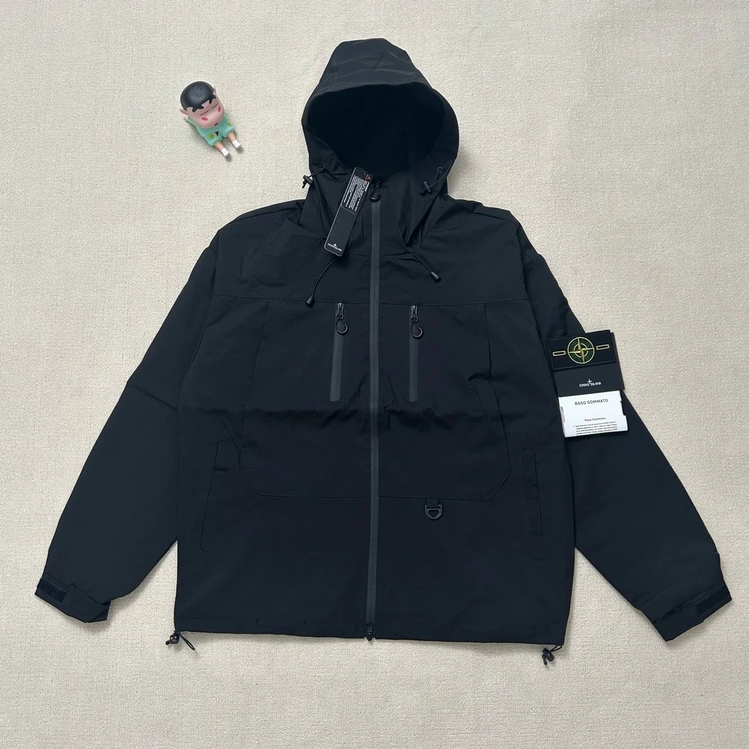 Stone Island Raso Domato Black Windbreaker Jacket Outerwear - 62