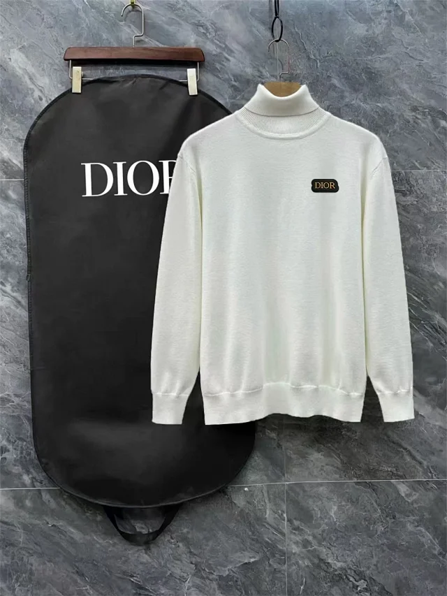 Dior Knitwear Turtleneck Knit Sweater with Logo Chest Patch product detail image 2