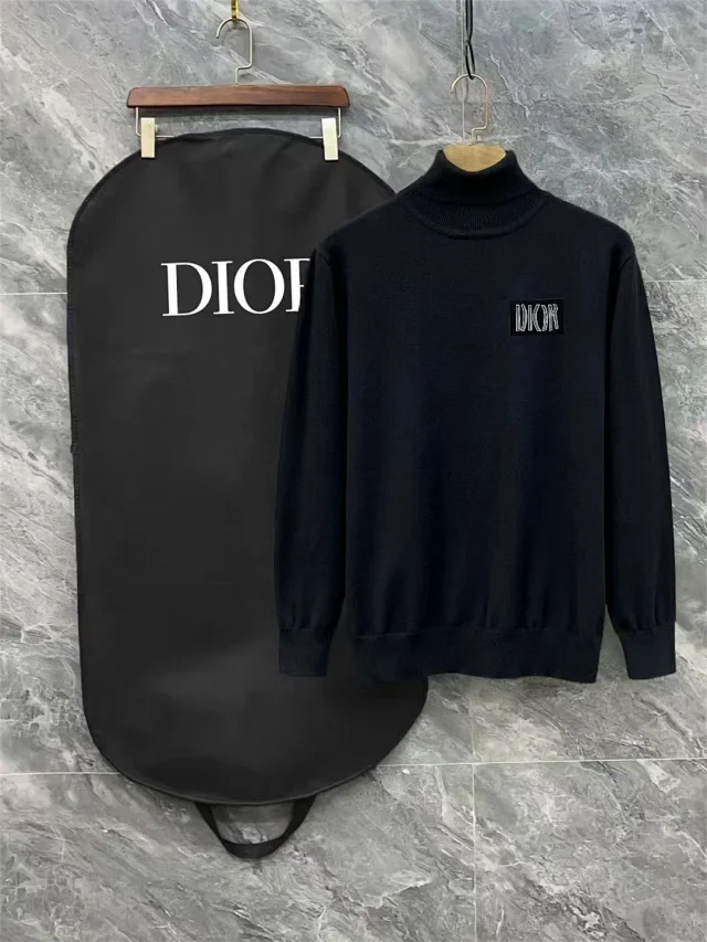 Dior Knitwear Turtleneck Knit Sweater with Logo Chest Patch product detail image 13