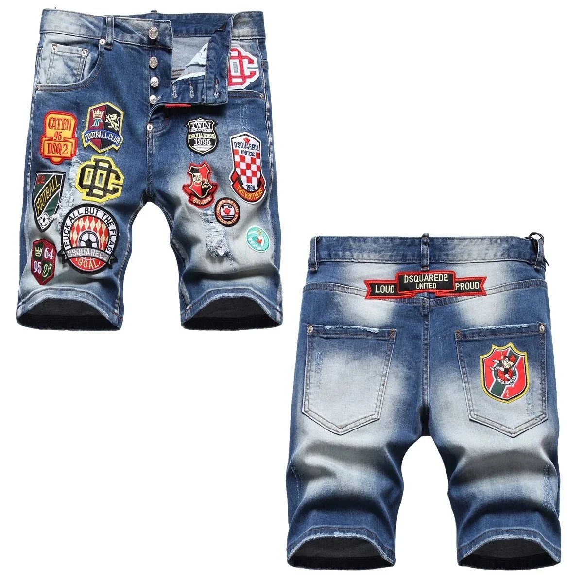 DSQUARED2 Shorts Distressed graphic-print denim — TH-025