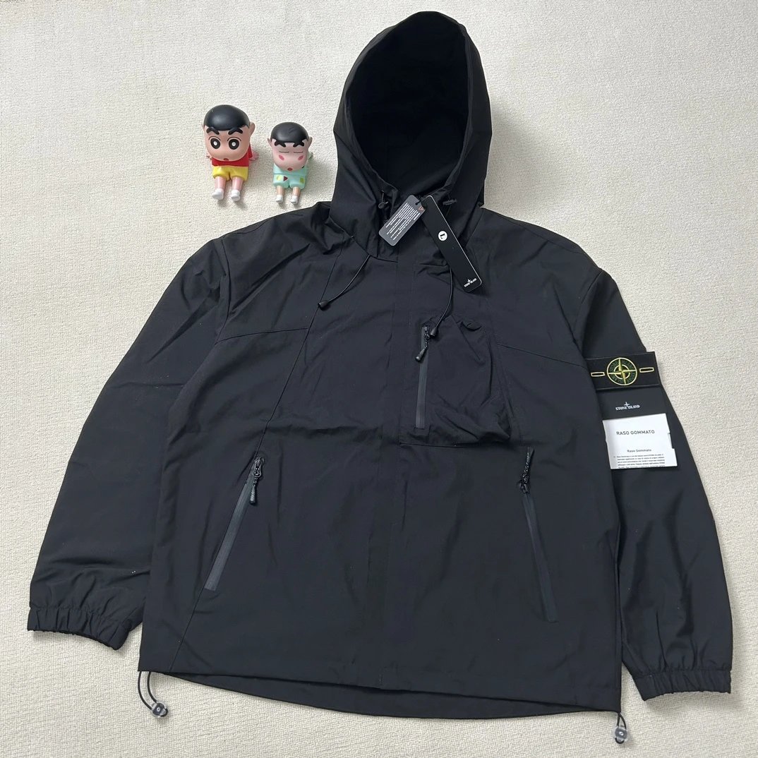 Stone Island Raso Domato Black Windbreaker Jacket Outerwear - 71