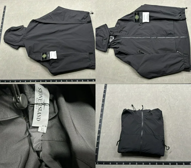 Stone Island Jackets Hooded zip-up shell jacket with compass sleeve patches product detail image 2