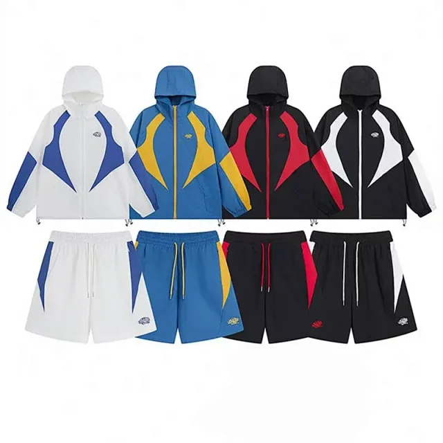 Syna World Tracksuits Hooded zip jacket and shorts set with contrast curved panels product detail image 1