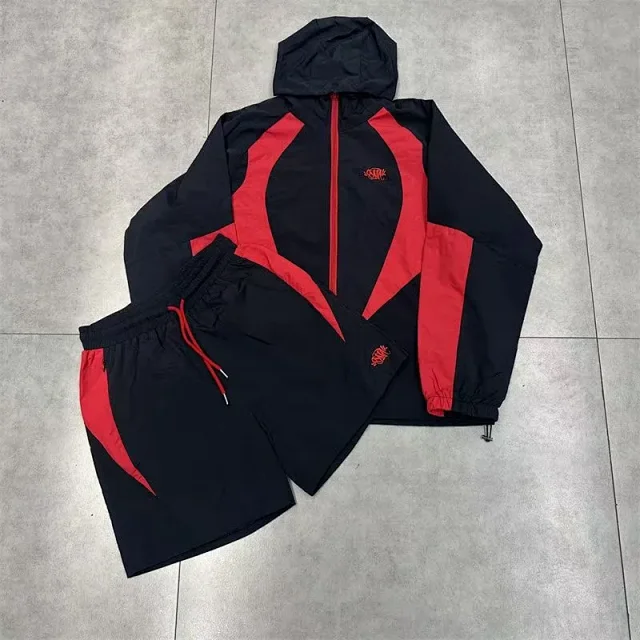 Syna World Tracksuits Hooded zip jacket and shorts set with contrast curved panels product detail image 7