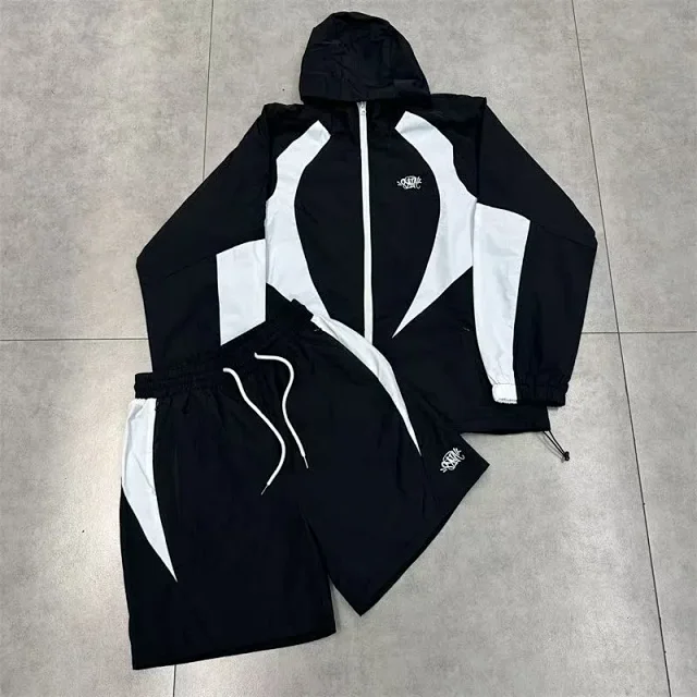 Syna World Tracksuits Hooded zip jacket and shorts set with contrast curved panels product detail image 6
