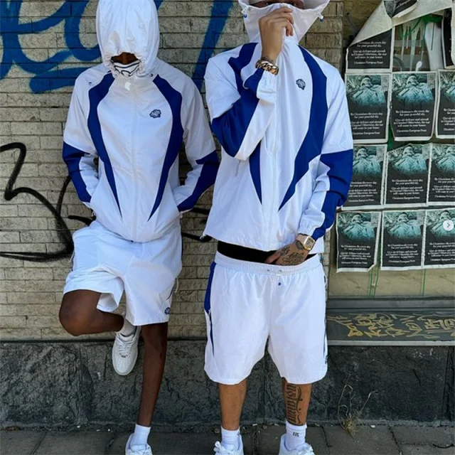 Syna World Tracksuits Hooded zip jacket and shorts set with contrast curved panels product detail image 4