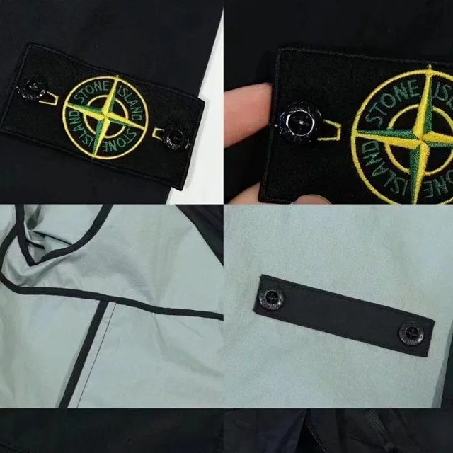 Stone Island Jackets Hooded zip-up shell jacket with compass sleeve patches product detail image 9