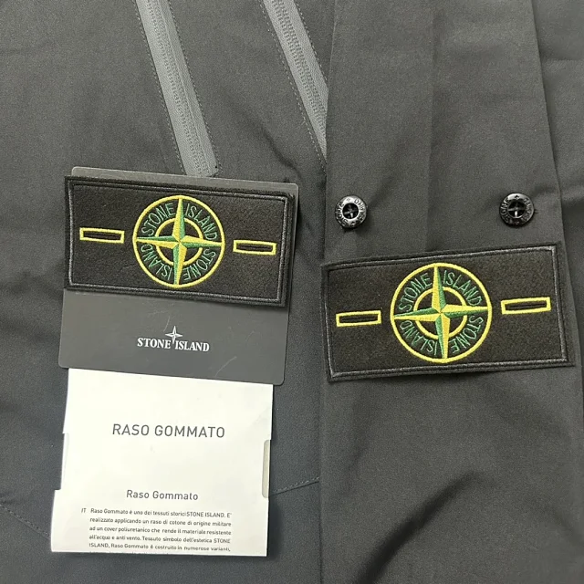 Stone Island Jackets Hooded zip-up shell jacket with compass sleeve patches product detail image 29