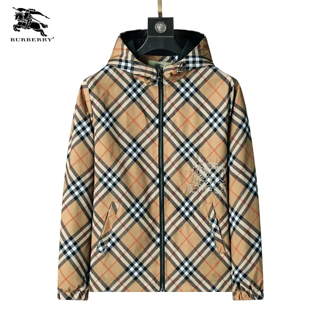 Burberry Jackets Hooded zip-up check windbreaker product detail image 2