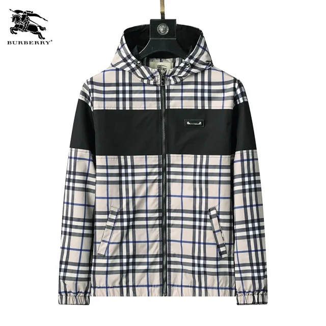 Burberry Jackets Hooded zip-up check windbreaker product detail image 5