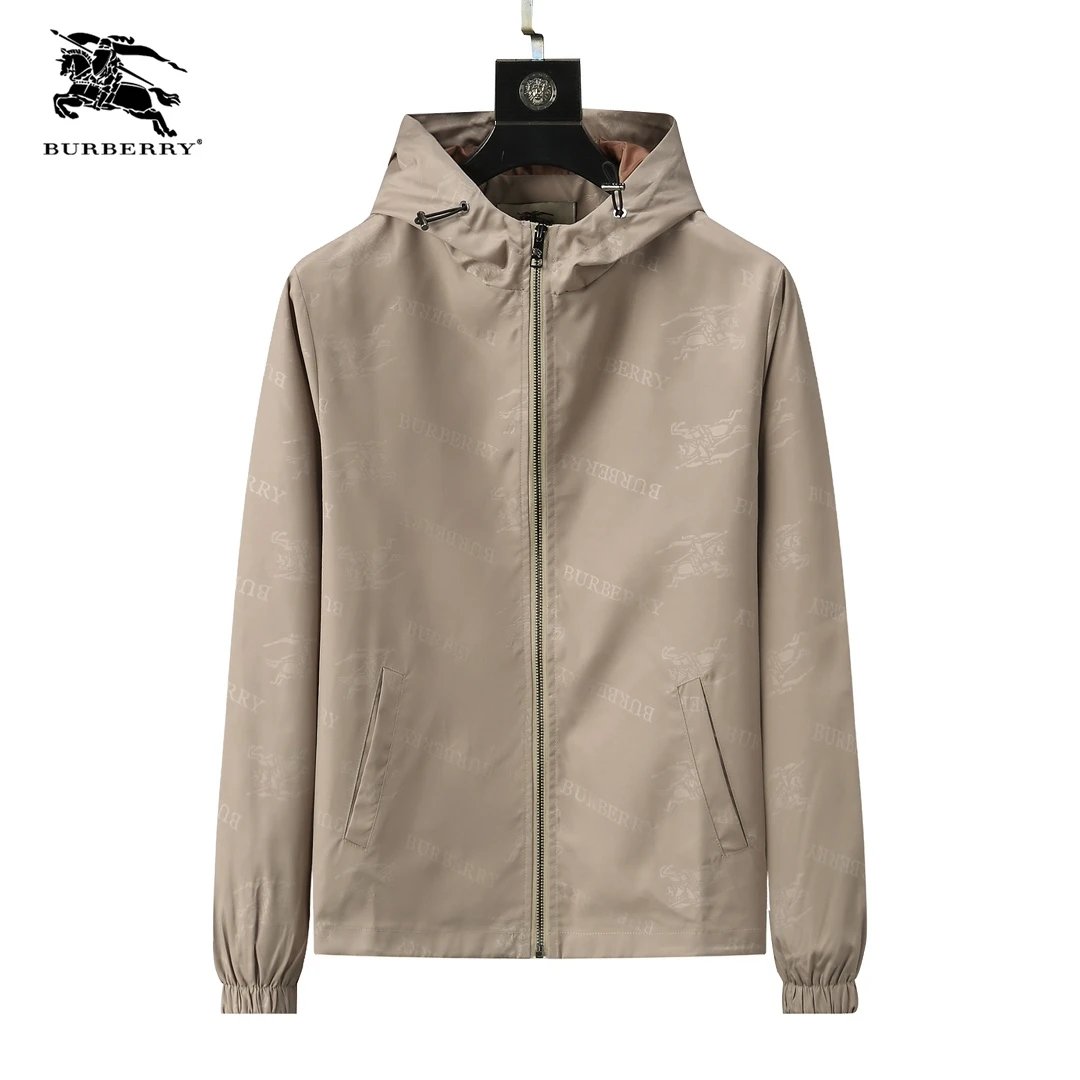 Burberry Jackets Hooded zip-up check windbreaker — YP005