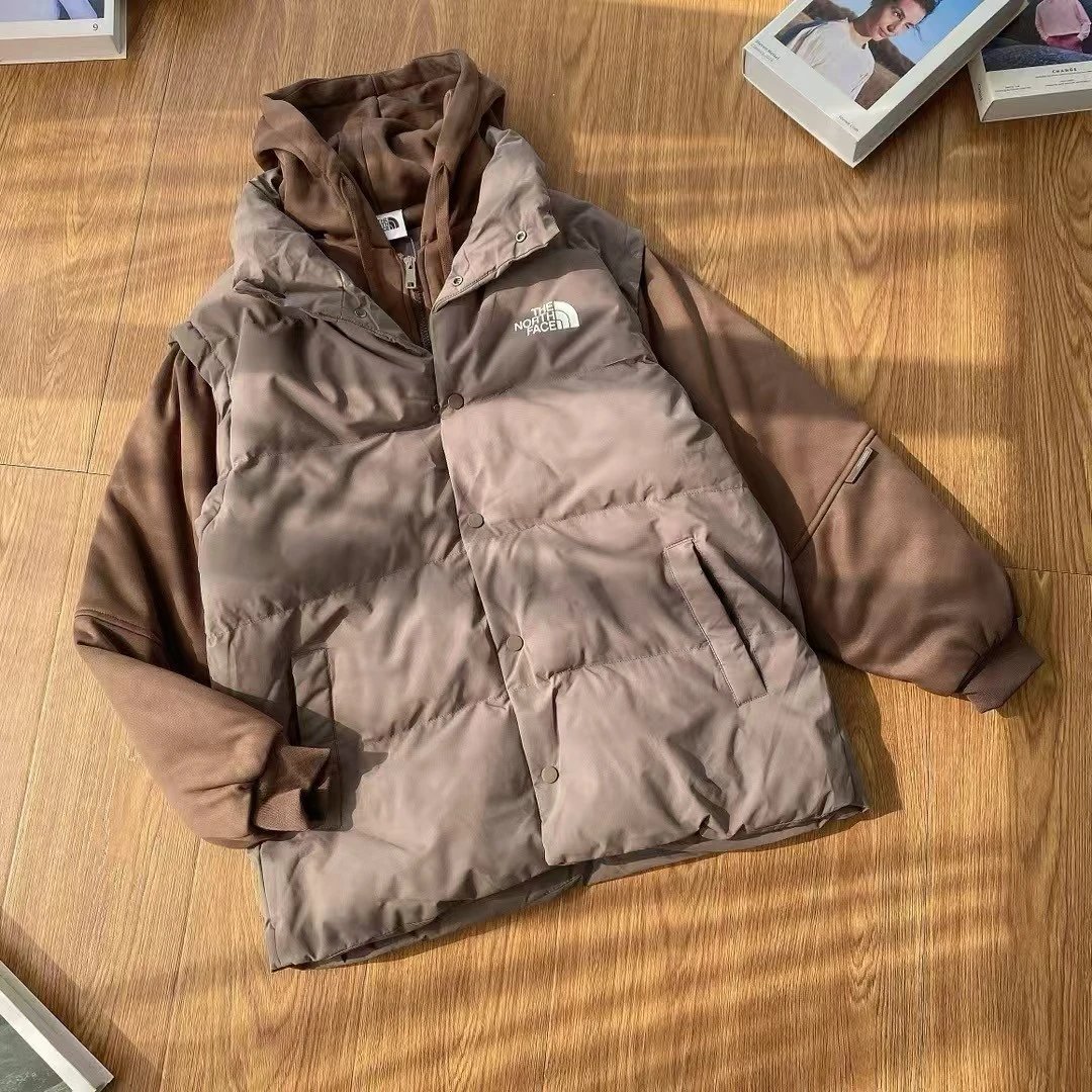 The North Face Puffer Vest with Hooded Layering System Black / Brown Outerwear - 14