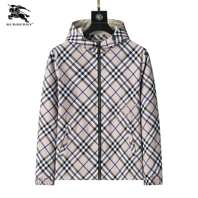 Burberry Jackets Hooded zip-up check windbreaker product detail image 3