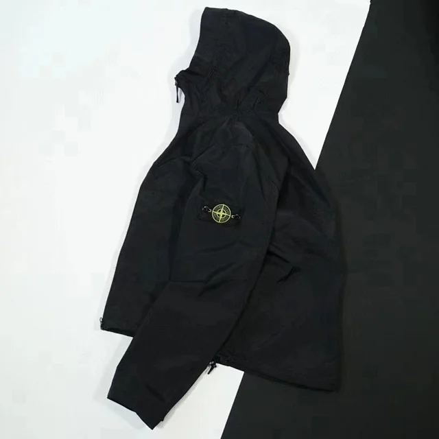 Stone Island Jackets Hooded zip-up shell jacket with compass sleeve patches product detail image 8