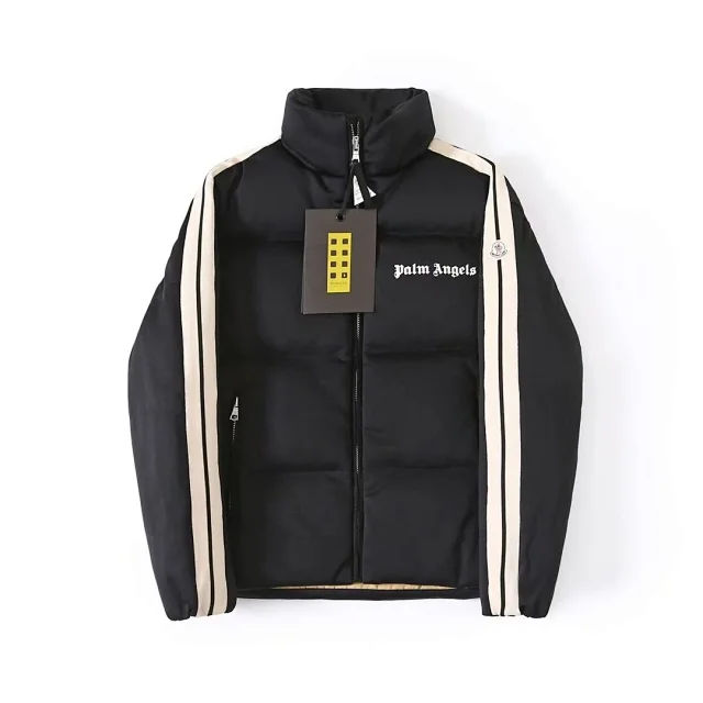 Palm Angels Down Jackets Striped Sleeve Puffer Jacket product detail image 2
