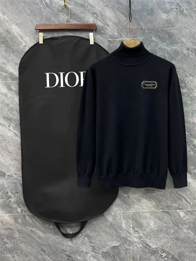 Dior Knitwear Turtleneck Knit Sweater with Logo Chest Patch product detail image 3