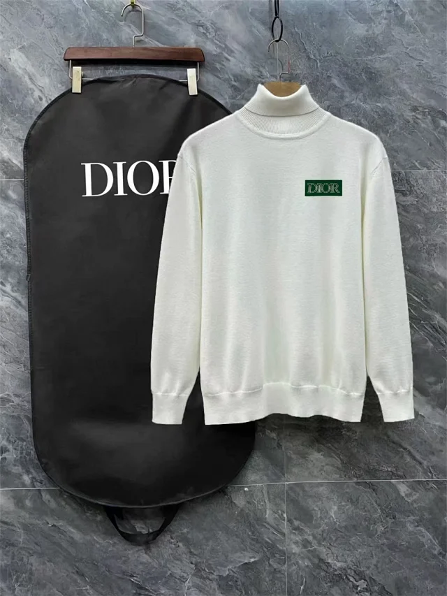 Dior Knitwear Turtleneck Knit Sweater with Logo Chest Patch product detail image 6