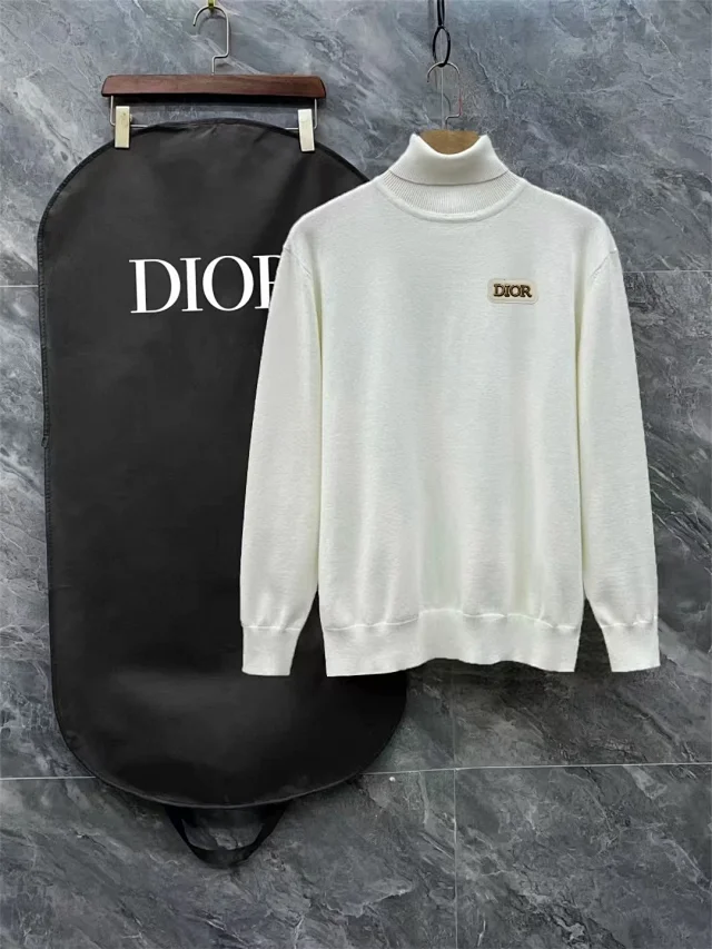 Dior Knitwear Turtleneck Knit Sweater with Logo Chest Patch product detail image 10