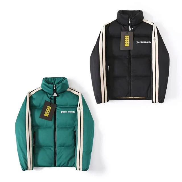 Palm Angels Down Jackets Striped Sleeve Puffer Jacket product detail image 1