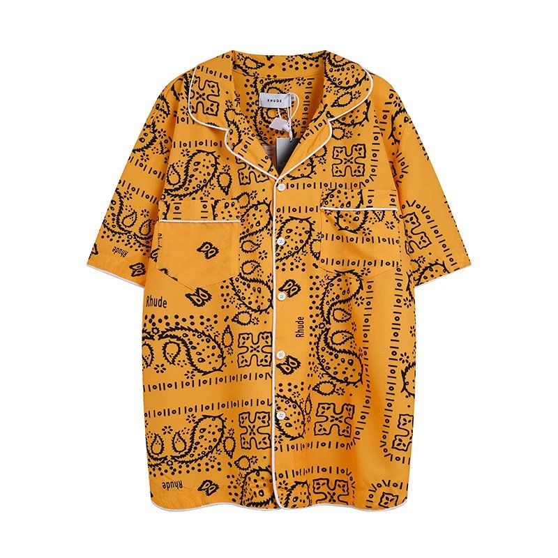 Rhude Shirts Short-Sleeve Logo Print Button-Up Shirt — 21