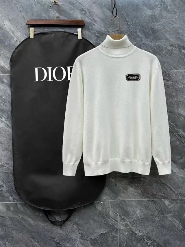 Dior Knitwear Turtleneck Knit Sweater with Logo Chest Patch product detail image 4