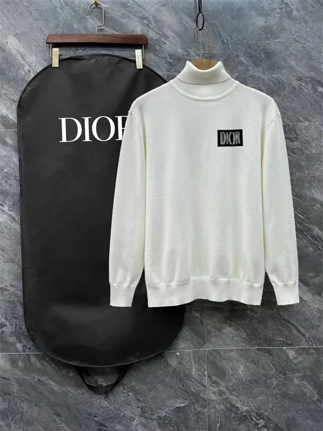 Dior Knitwear Turtleneck Knit Sweater with Logo Chest Patch product detail image 14