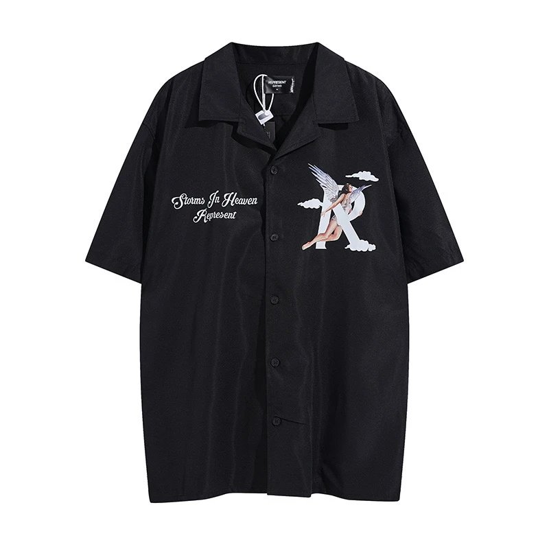 Rhude Shirts Short-Sleeve Logo Print Button-Up Shirt — 27