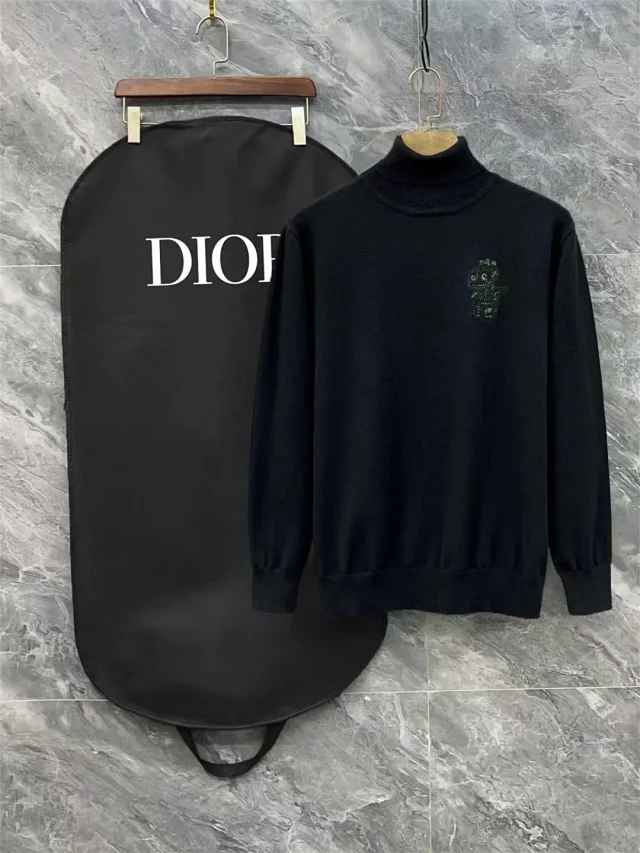Dior Knitwear Turtleneck Knit Sweater with Logo Chest Patch product detail image 7
