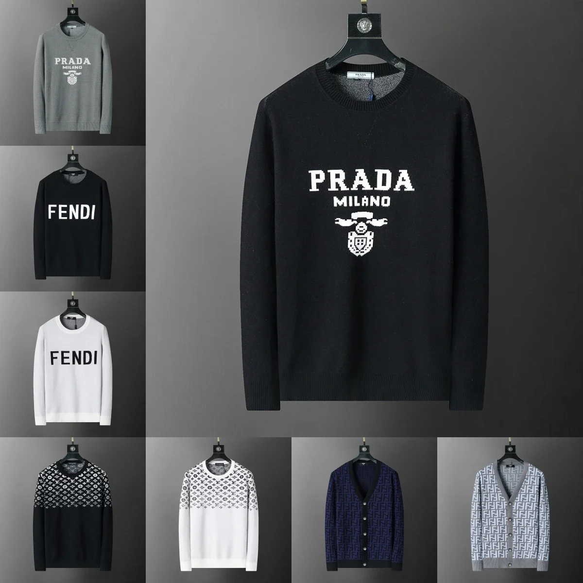 Prada Milano Sweater [Multiple Styles Including Fendi & LV Print Variants]