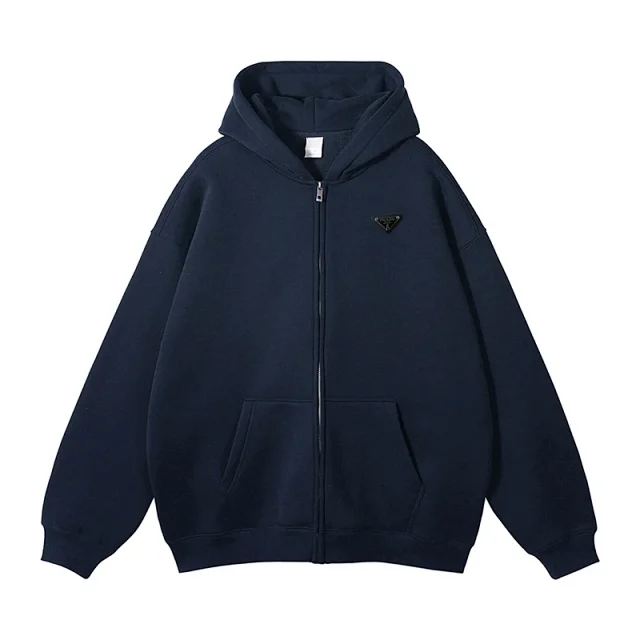 Prada Hoodies & Sweatshirts Zip-Front Hooded Sweatshirt with Kangaroo Pockets product detail image 2